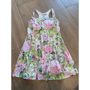 Laura Ashley Golf & Tennis Floral Racerback Active Dress Pink Green Large